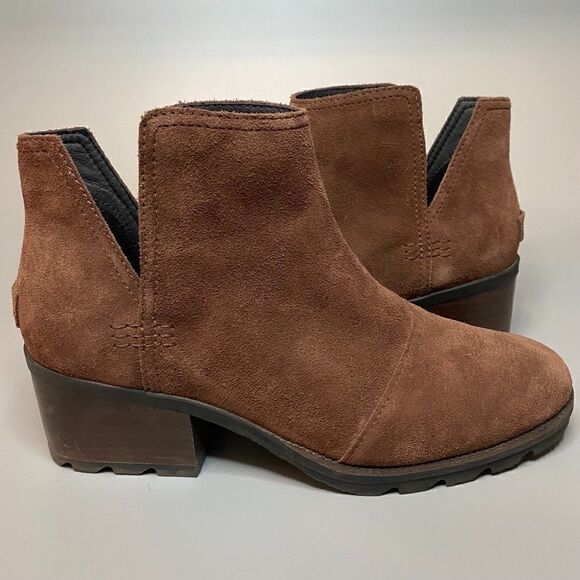 Sorel cate cut out ankle boots burro maroon 9 - Picture 1 of 6